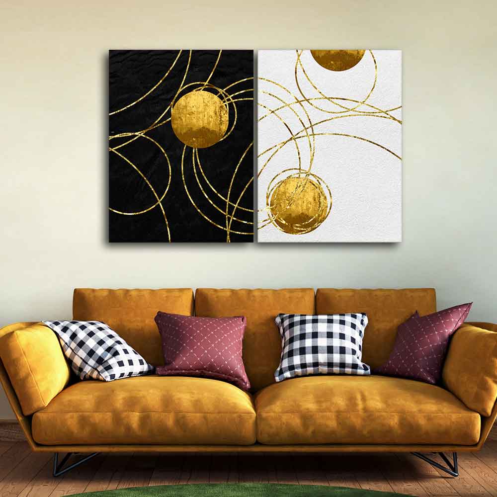 Modern Abstract Art Canvas Wall Painting of Two Pieces - Image 3