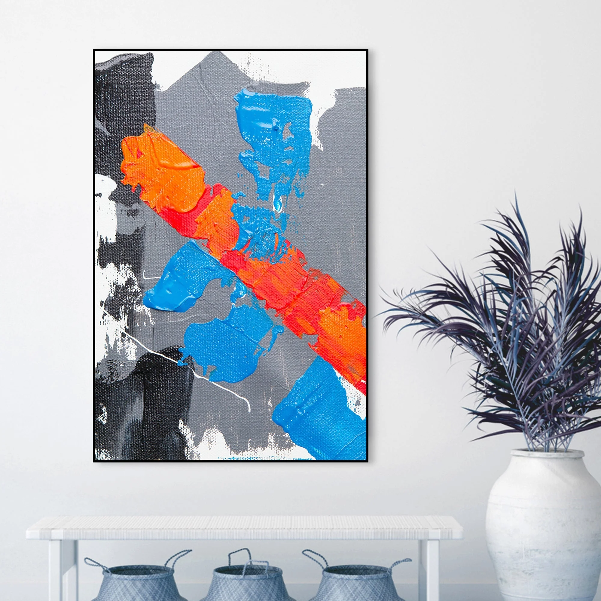 Modern Abstract Art Floating Canvas Wall Painting - Image 2