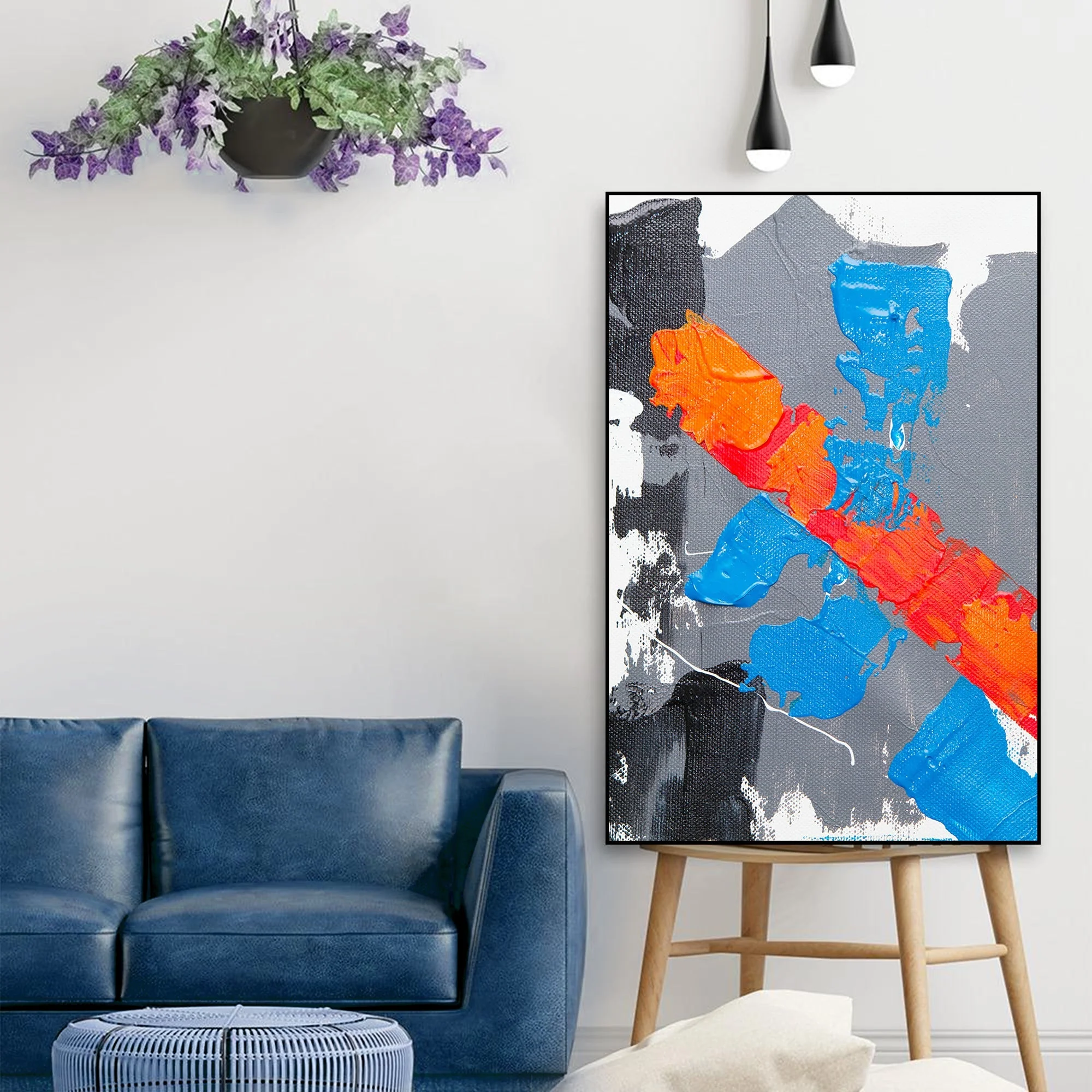 Modern Abstract Art Floating Canvas Wall Painting - Image 3