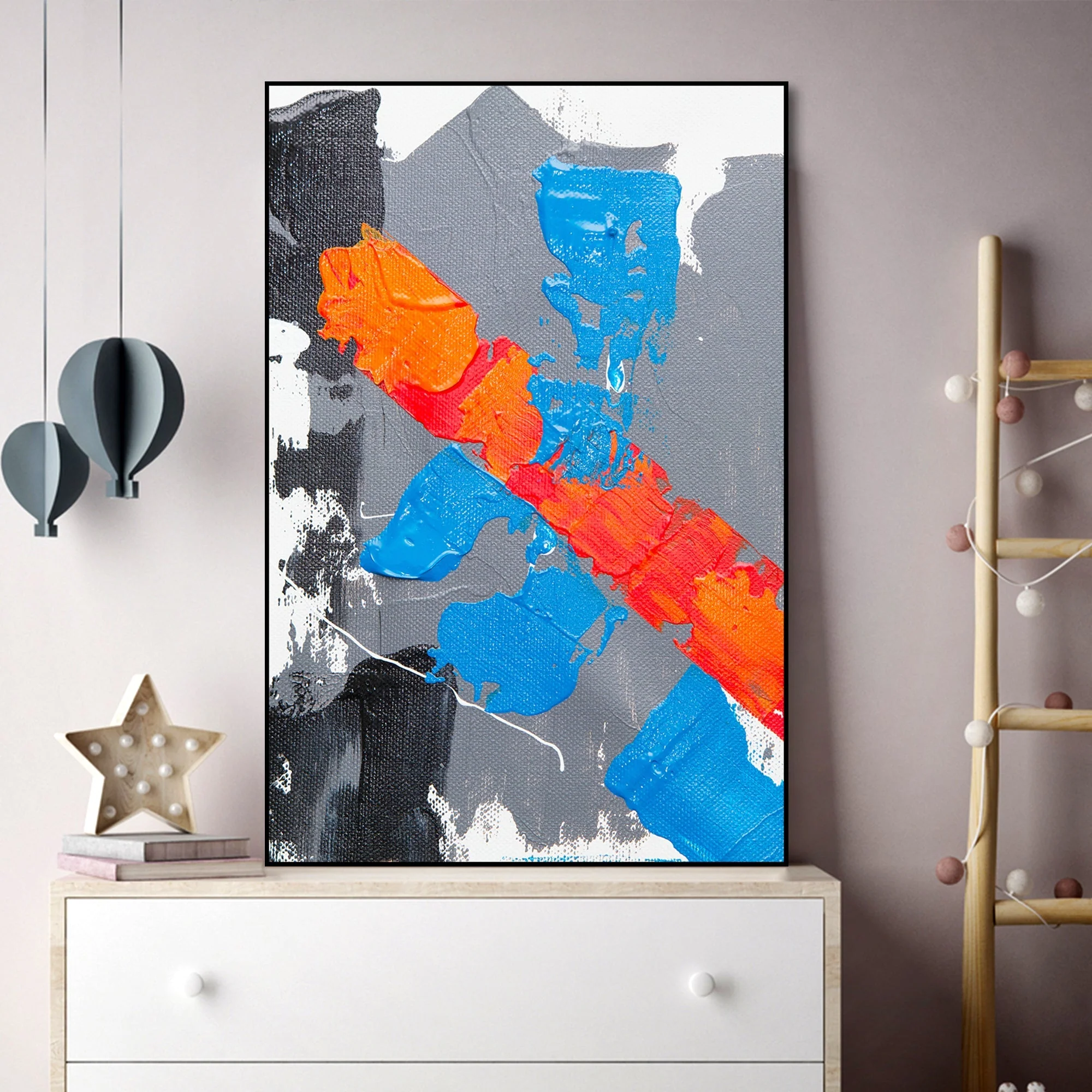 Modern Abstract Art Floating Canvas Wall Painting - Image 4