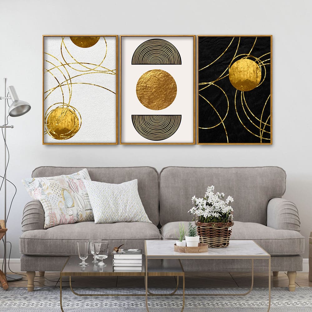 Modern Abstract Art Floating Canvas Wall Painting Set of Three - Image 3