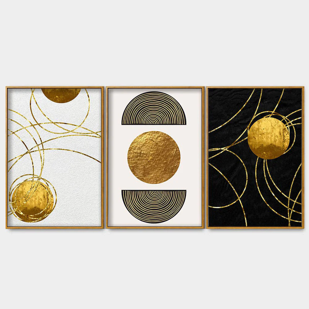 Modern Abstract Art Floating Canvas Wall Painting Set of Three - Image 4