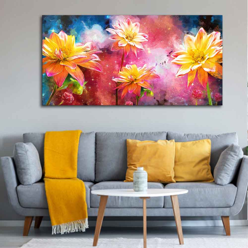 Modern Abstract Art of Flowers Canvas Wall Painting - Image 2