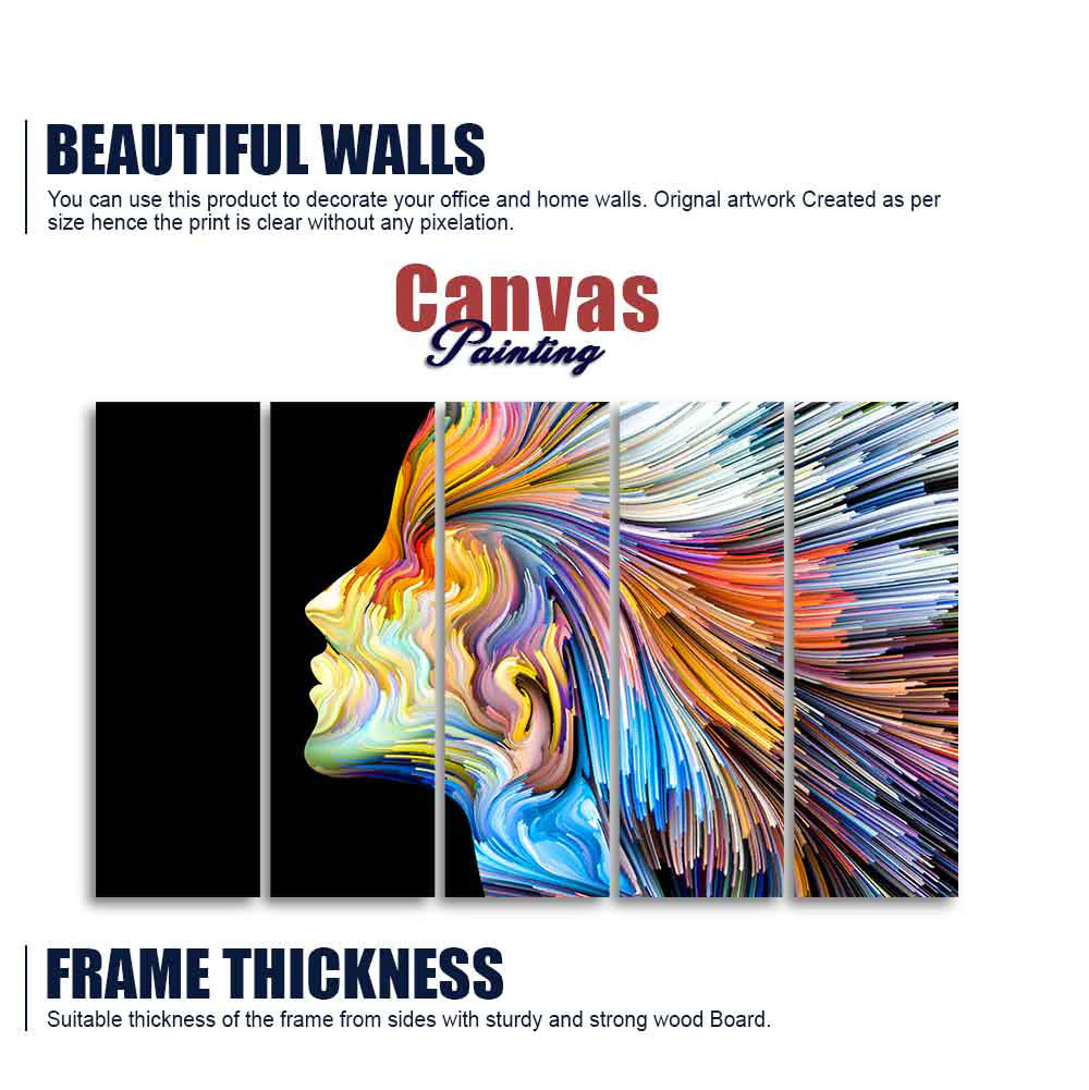 Modern Abstract Colorful Art Wall Painting Set of Five - Image 5