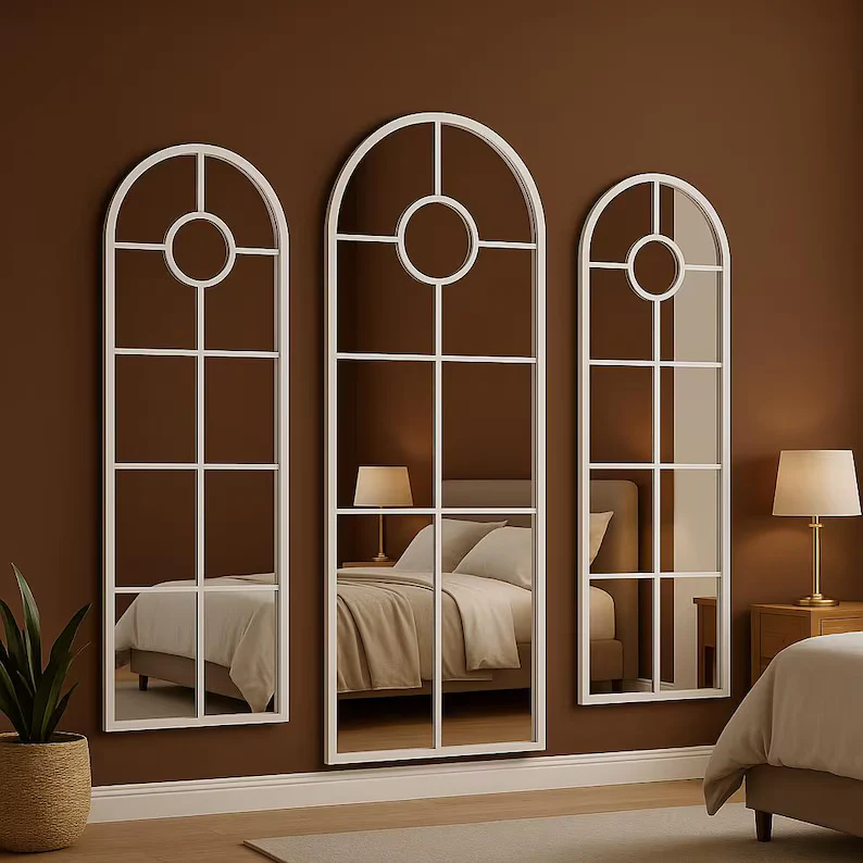 Modern Arched Window Wall Mirrorr | Large Frame Mirror (3 Peice) - Image 4
