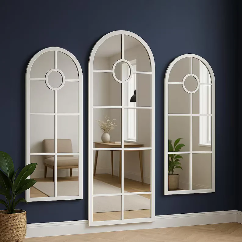 Modern Arched Window Wall Mirrorr | Large Frame Mirror (3 Peice) - Image 9
