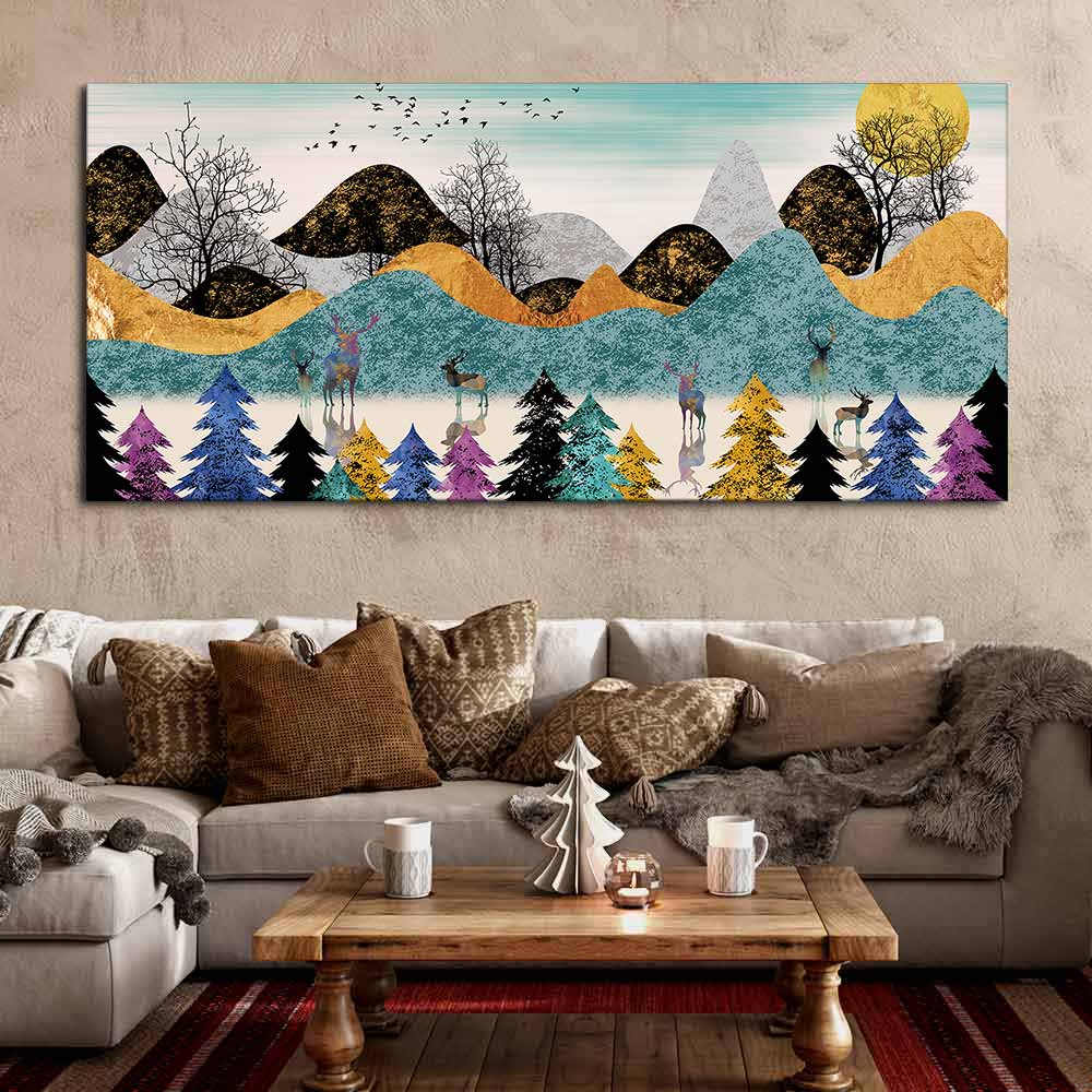 Modern Art Forest Premium Canvas wall Painting - Image 3