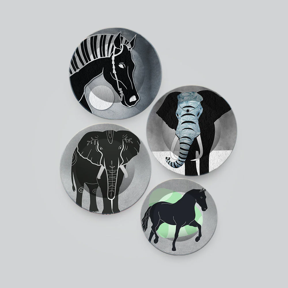 Modern Art of Decorative Animals Wall Plates Set of 4 - Image 4