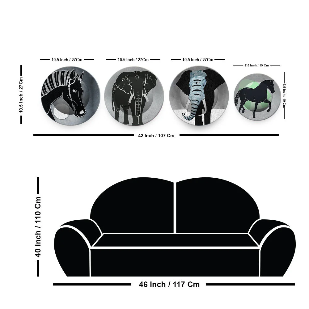 Modern Art of Decorative Animals Wall Plates Set of 4 - Image 6