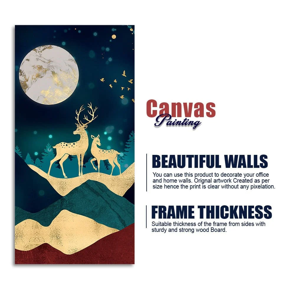 Modern Art of Mountains and Deer Premium Wall Painting - Image 6