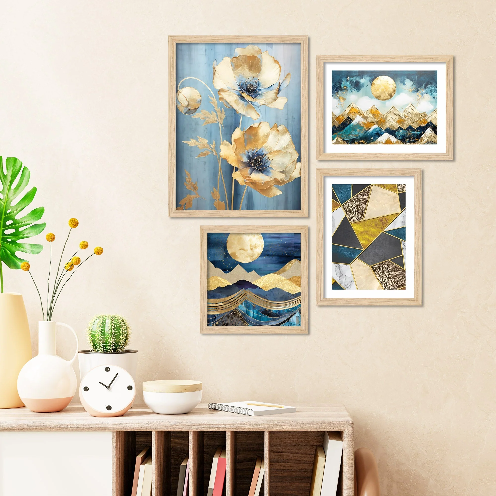 Modern Art of Mountains with the Moon Wall Frame Set of Four - Image 2