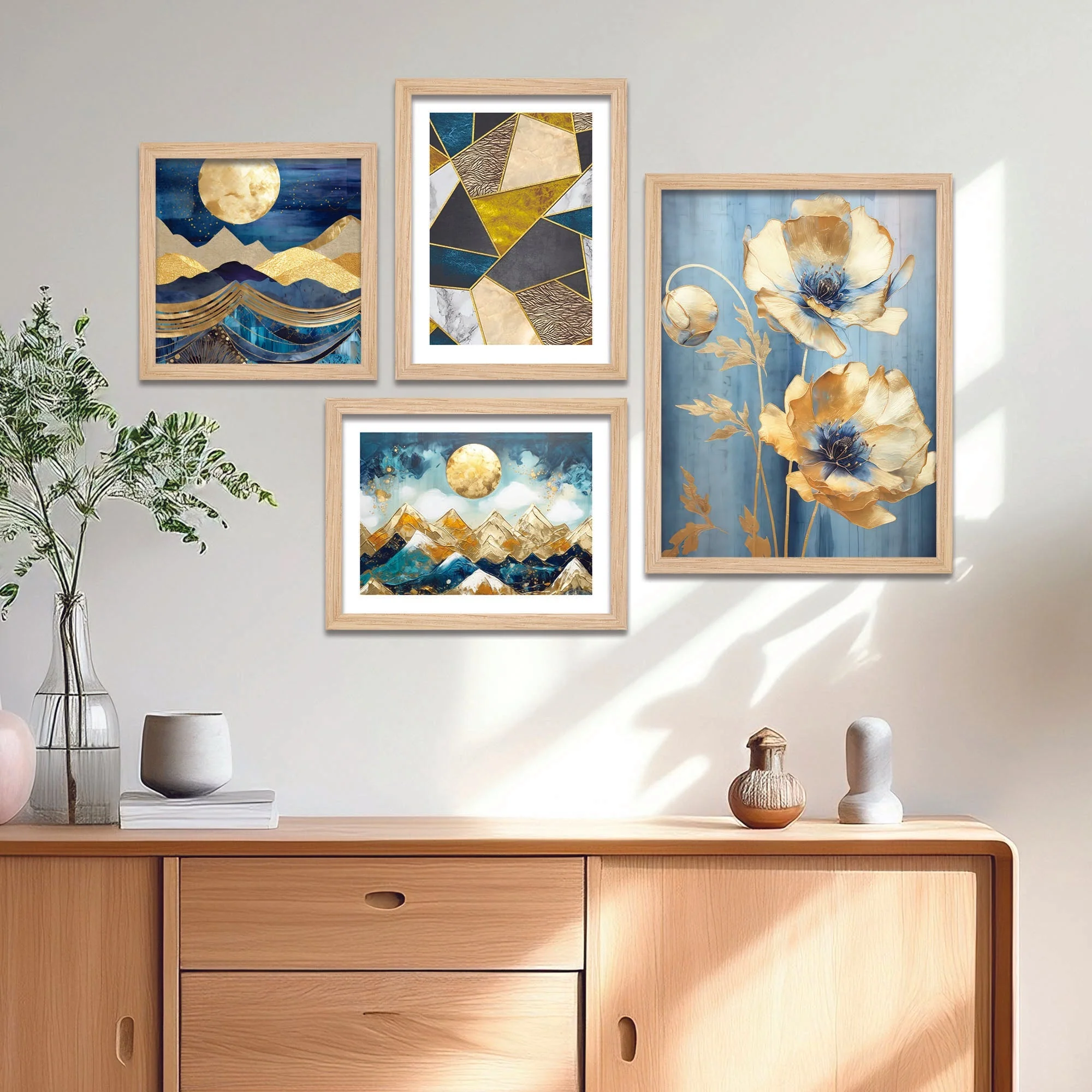 Modern Art of Mountains with the Moon Wall Frame Set of Four - Image 3