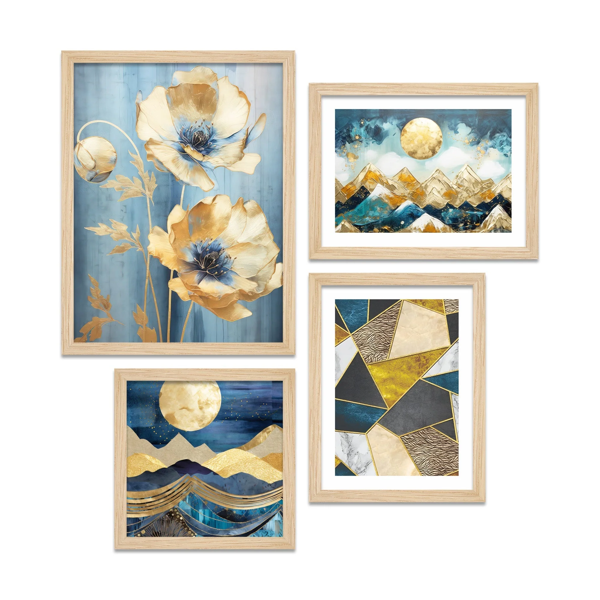 Modern Art of Mountains with the Moon Wall Frame Set of Four - Image 4