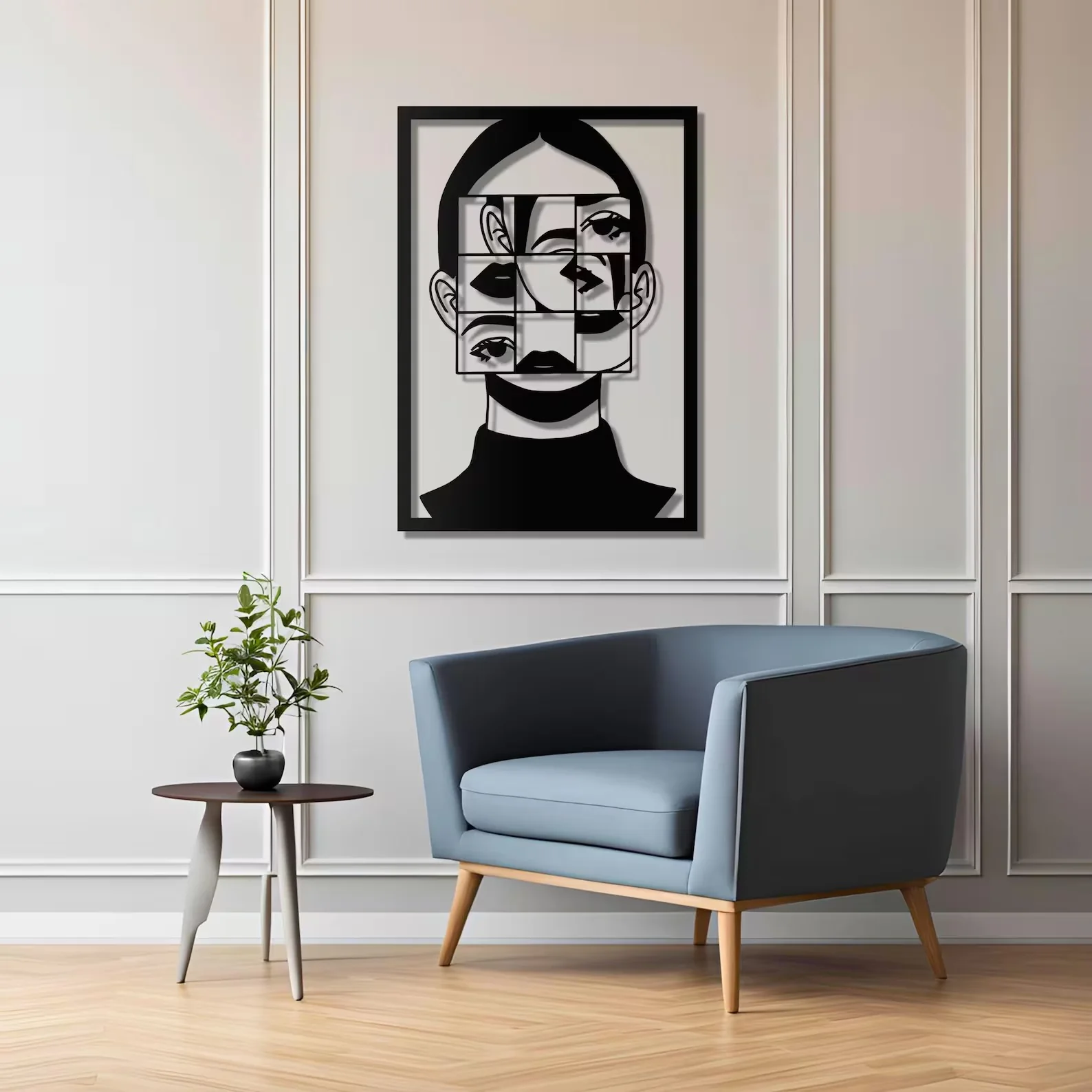 Modern Art Women Face Frame Metal Wall Art Decor - Image 4