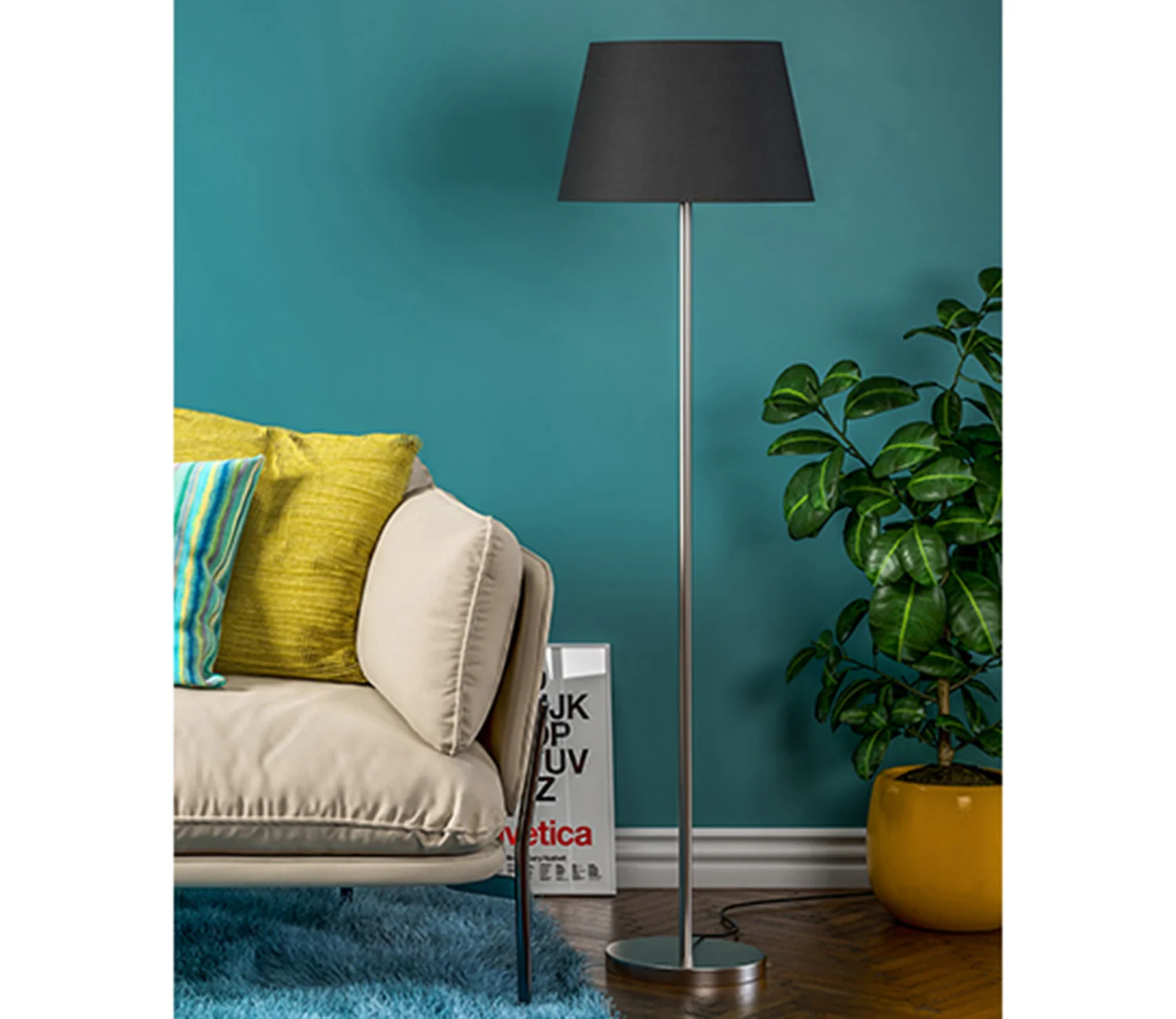 Modern Artisic Silver Metal Finish Sleek Black Color Floor Lamp - Image 2