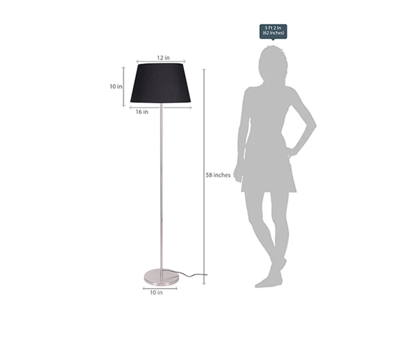 Modern Artisic Silver Metal Finish Sleek Black Color Floor Lamp - Image 4