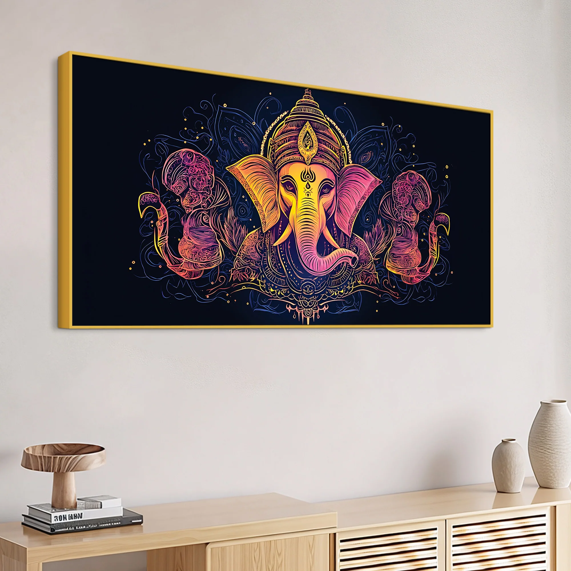 Modern Artistic Lord Shri Ganesha Creative Canvas Wall Painting for Home & Office Decor – Modern Devotional Wall Art - Image 5