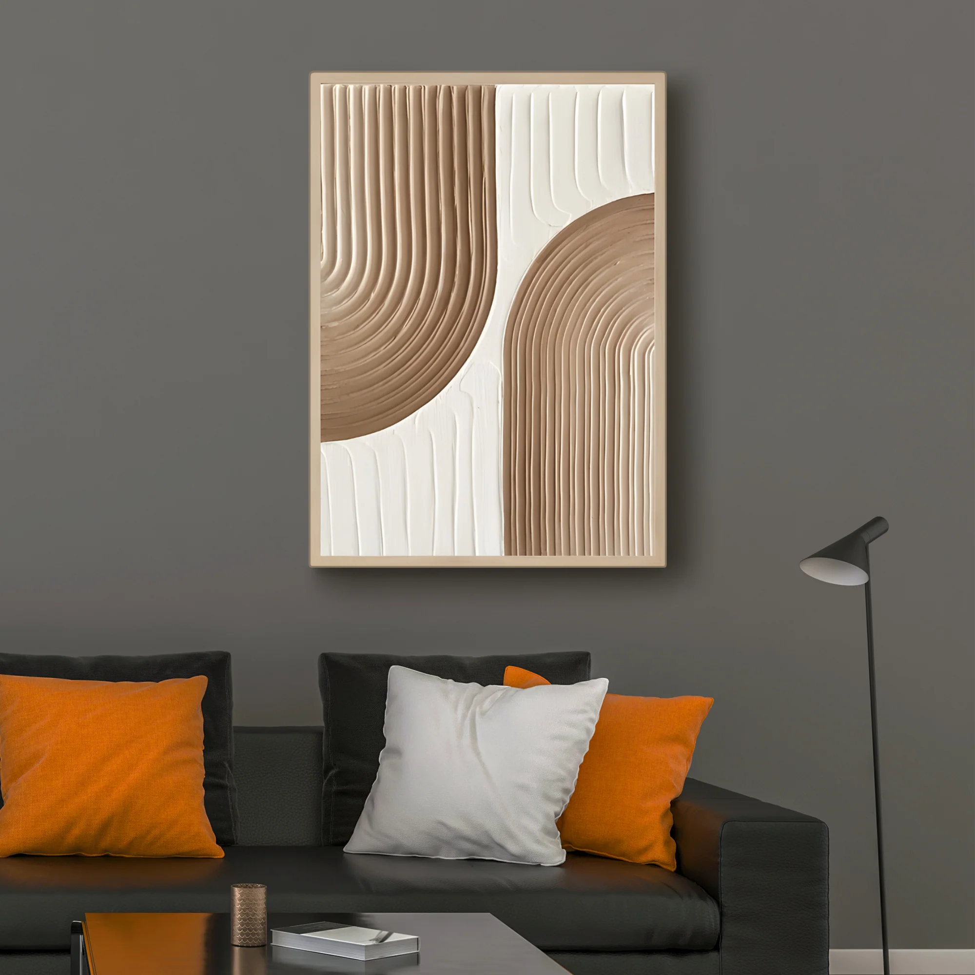 Modern Beige and White Abstract Design 3D Wall Art Home Decor - Image 2