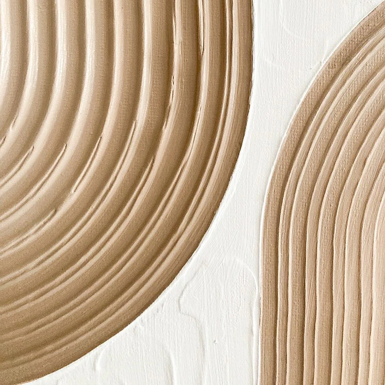 Modern Beige and White Abstract Design 3D Wall Art Home Decor - Image 4