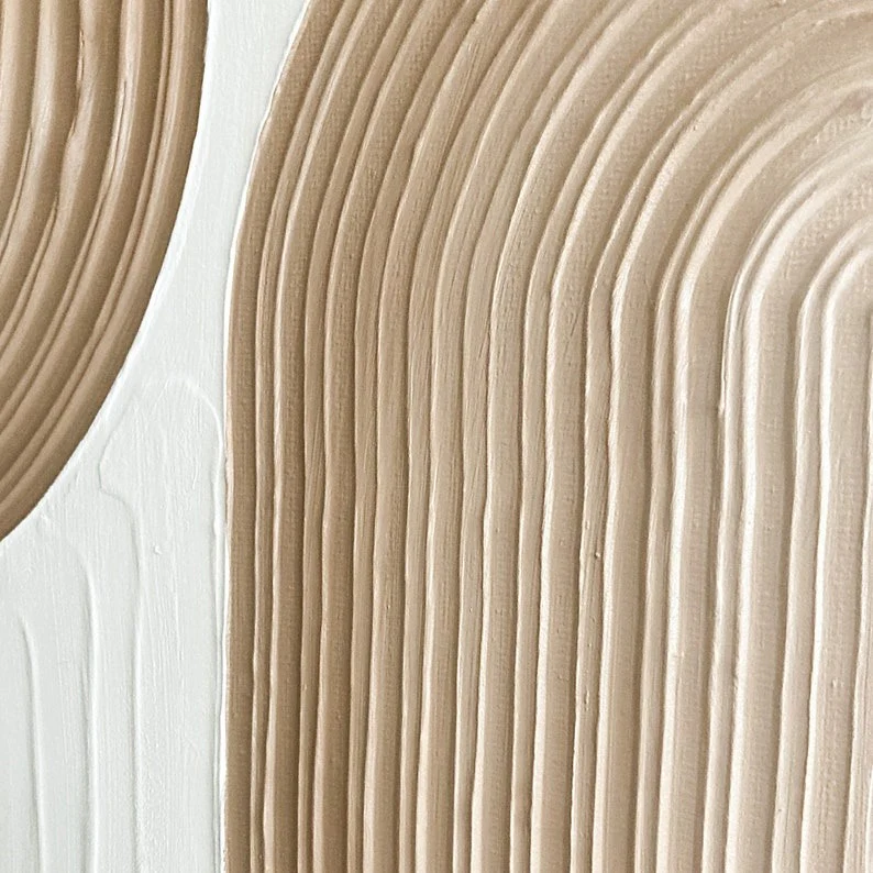 Modern Beige and White Abstract Design 3D Wall Art Home Decor - Image 5
