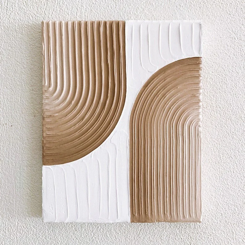 Modern Beige and White Abstract Design 3D Wall Art Home Decor - Image 6