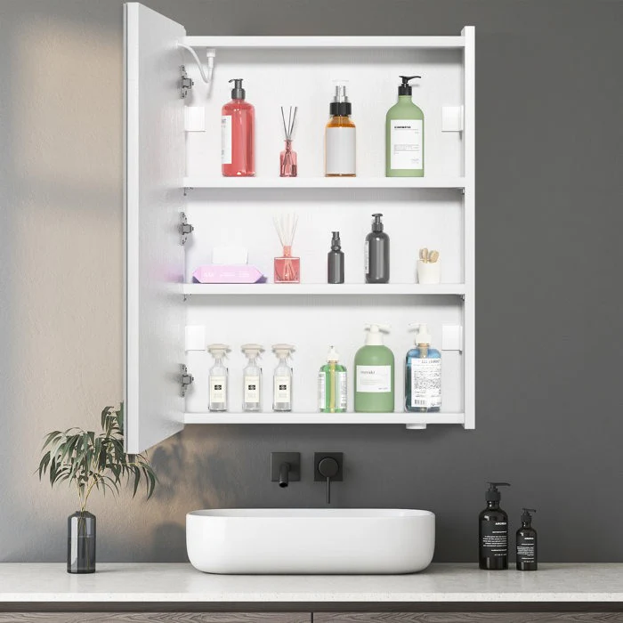 Modern Bright Backlit Frameless Bathroom Mirror Cabinet - Image 2