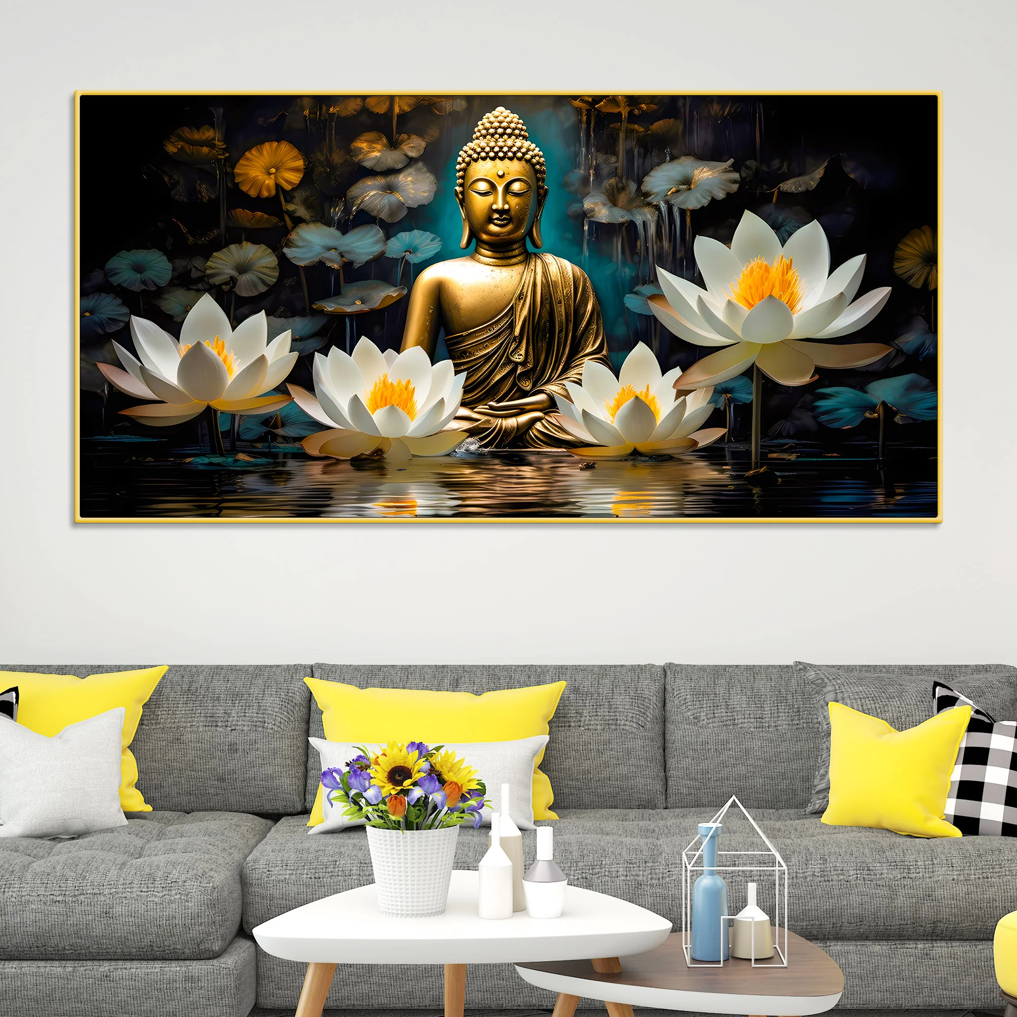 Modern Buddha Canvas Wall Painting for Home & Living Room - Image 3
