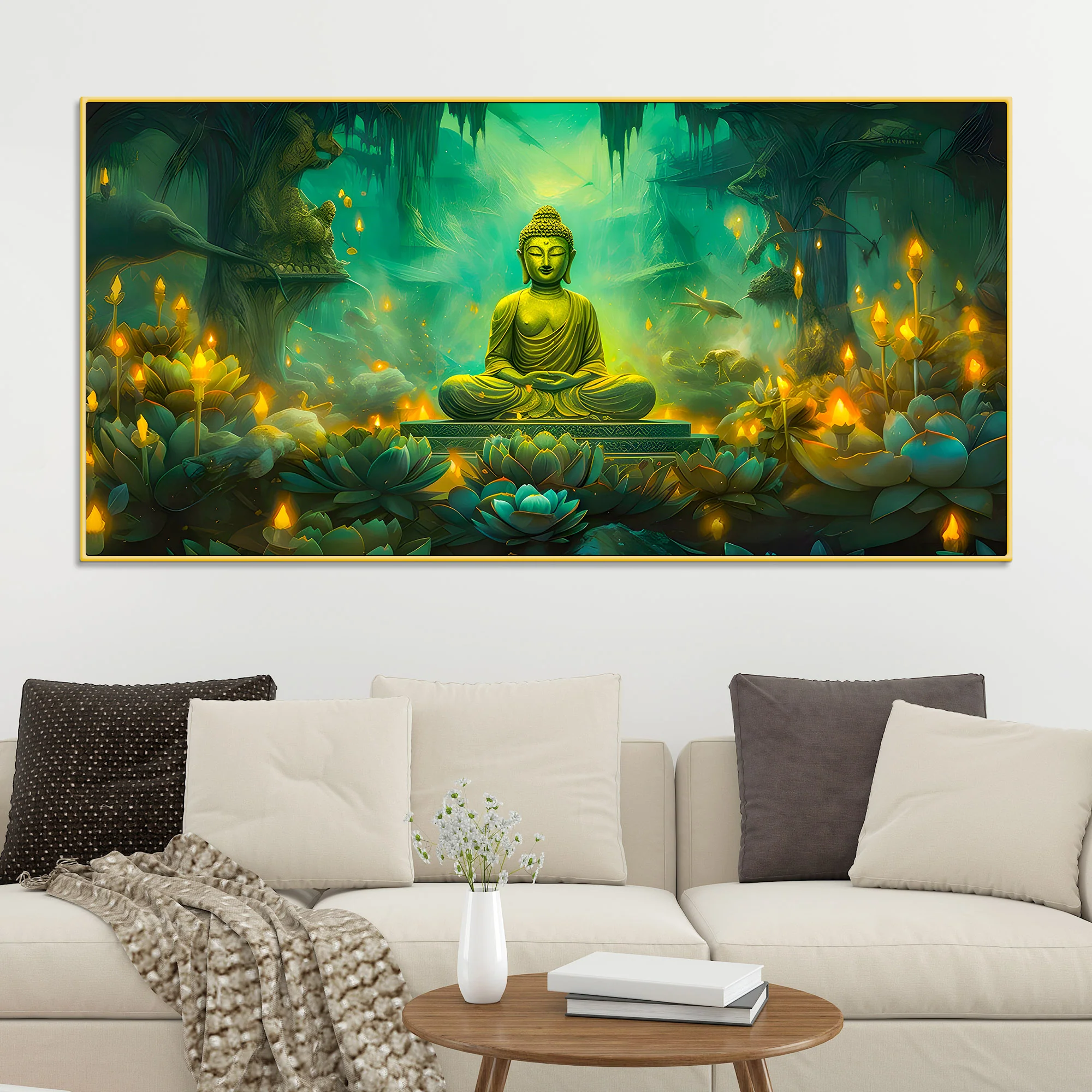 Modern Buddha Canvas Wall Painting for Living Room Decor - Image 2