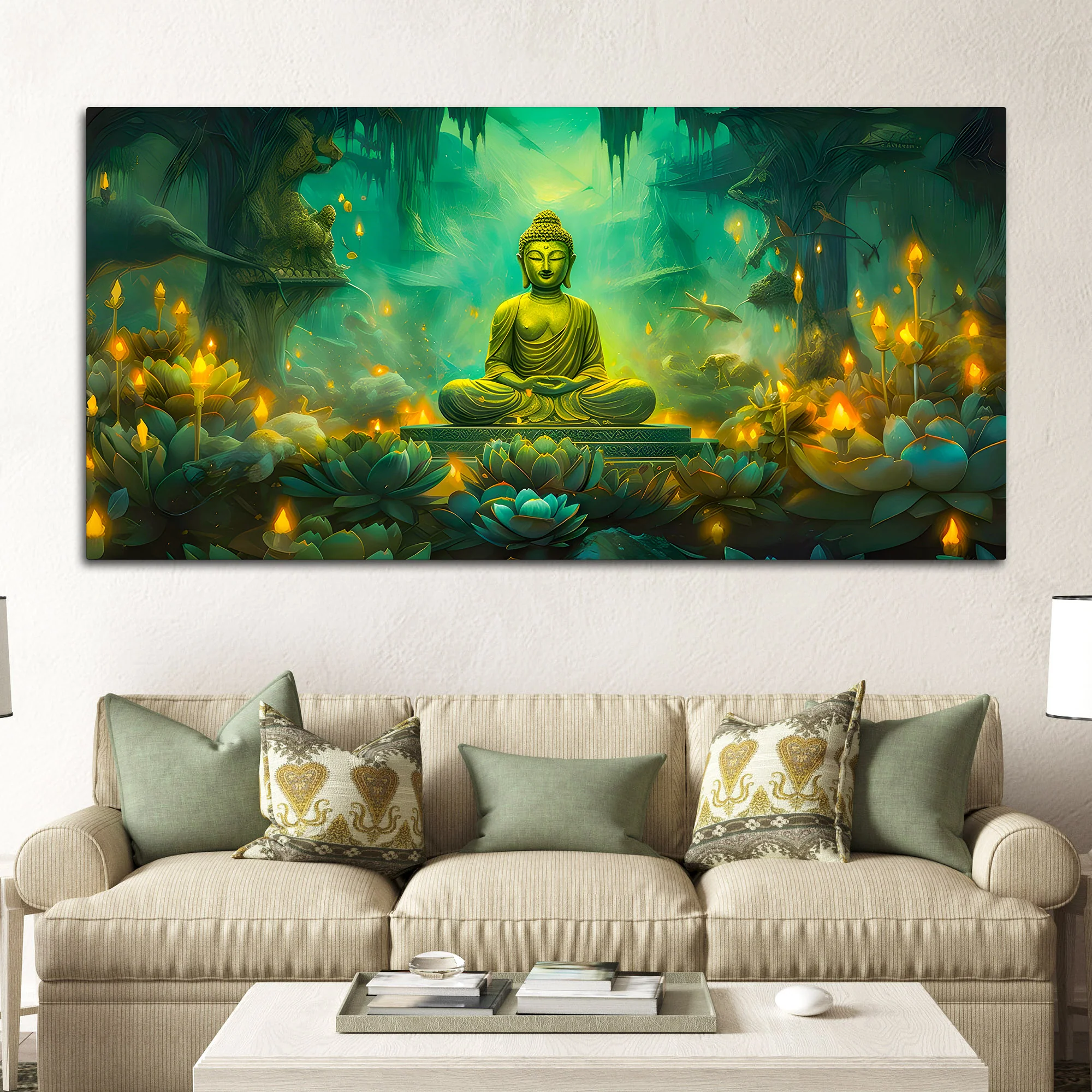 Modern Buddha Canvas Wall Painting for Living Room Decor - Image 3