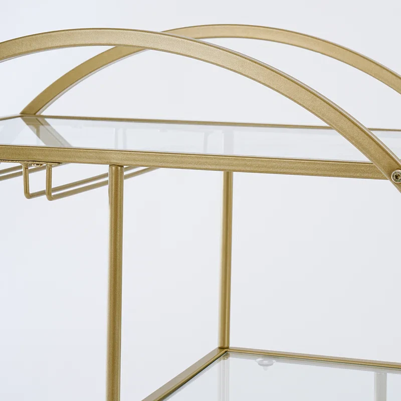 Modern Circular Drink Trolley with Glass Rack Trolley - Image 4