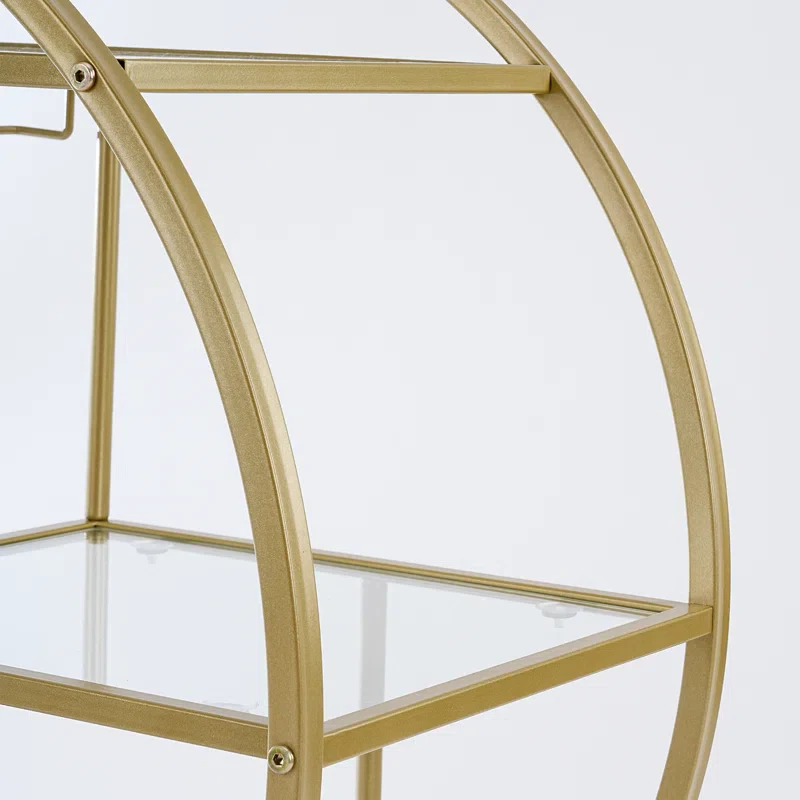 Modern Circular Drink Trolley with Glass Rack Trolley - Image 5