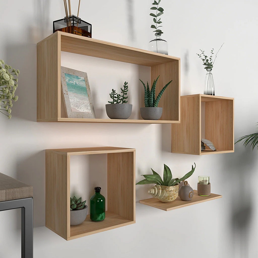 Modern Classic Four Wall Shelved Organizer with Light Oak Finish - Image 2