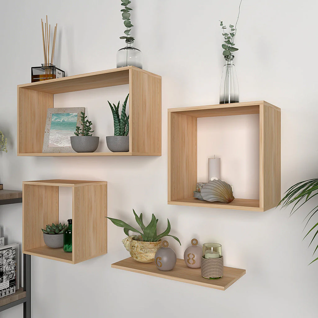 Modern Classic Four Wall Shelved Organizer with Light Oak Finish - Image 4