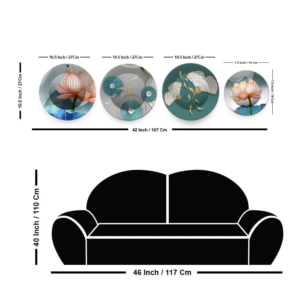 Modern Creative Lotus Art Wall Plates Set of 4 - Image 6
