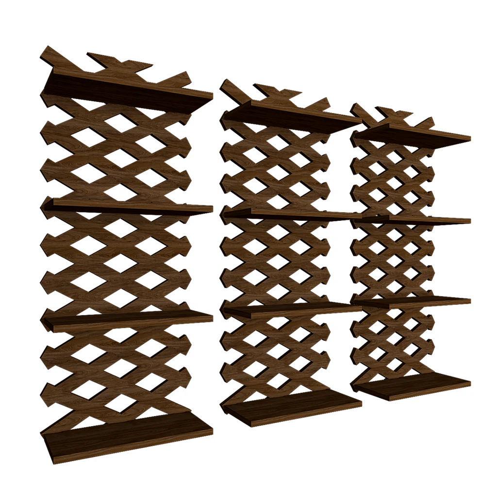 Modern Criss Cross Designer Dark Walnut Planter Shelves Set Of 3 - Image 4