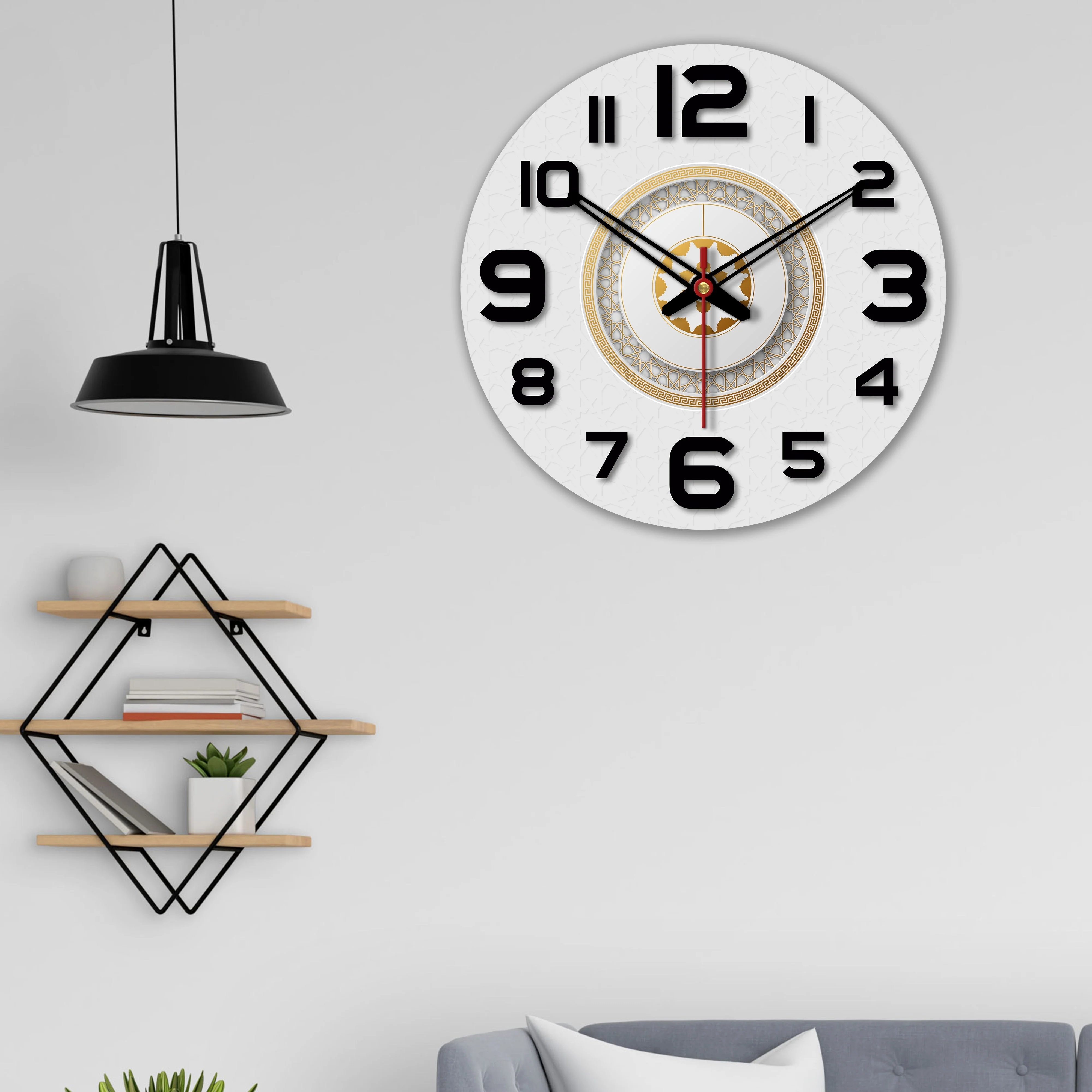 Modern Decorative Print Wooden Wall Clock - Image 2