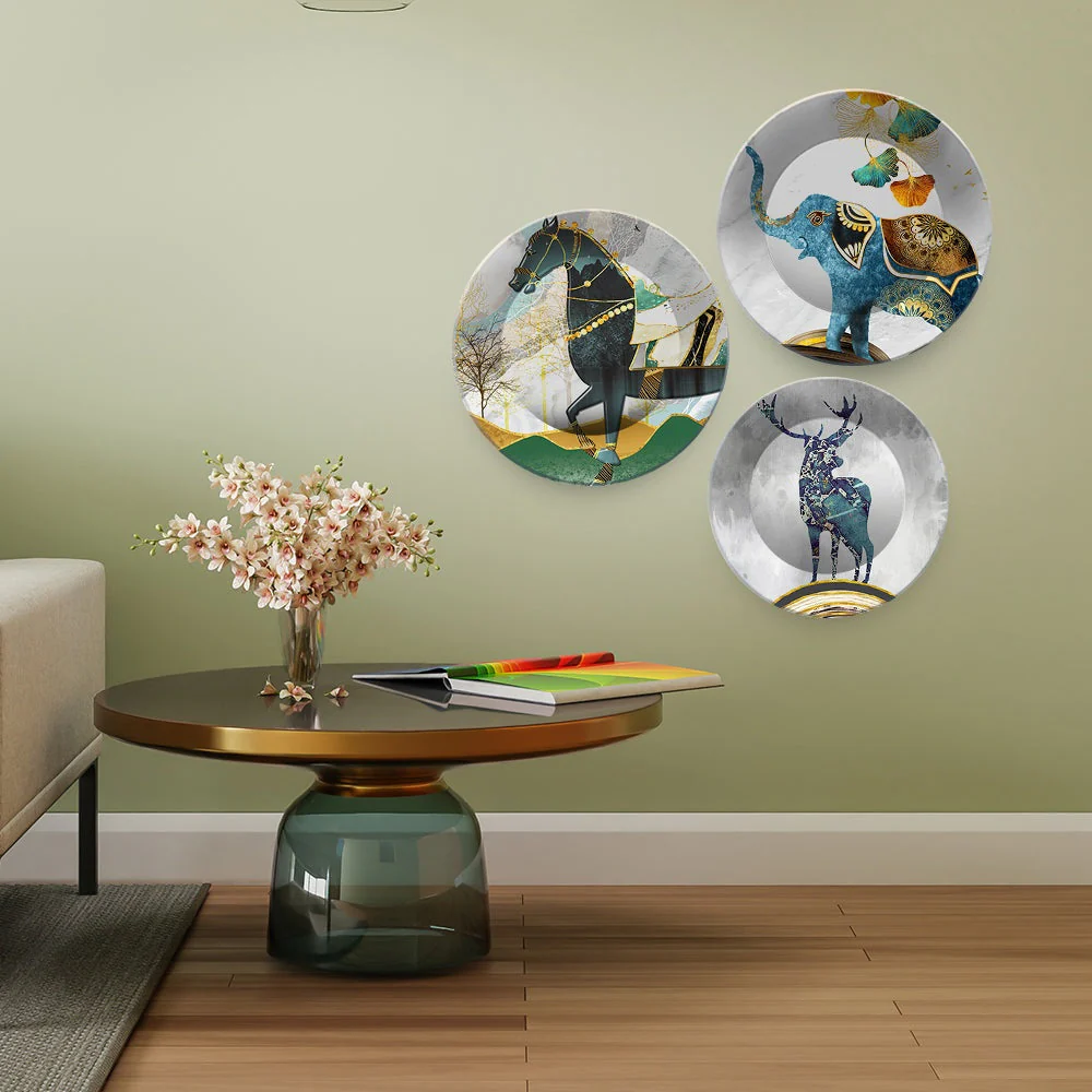 Modern Decorative Animals Art Wall Plates Set of 3 - Image 2
