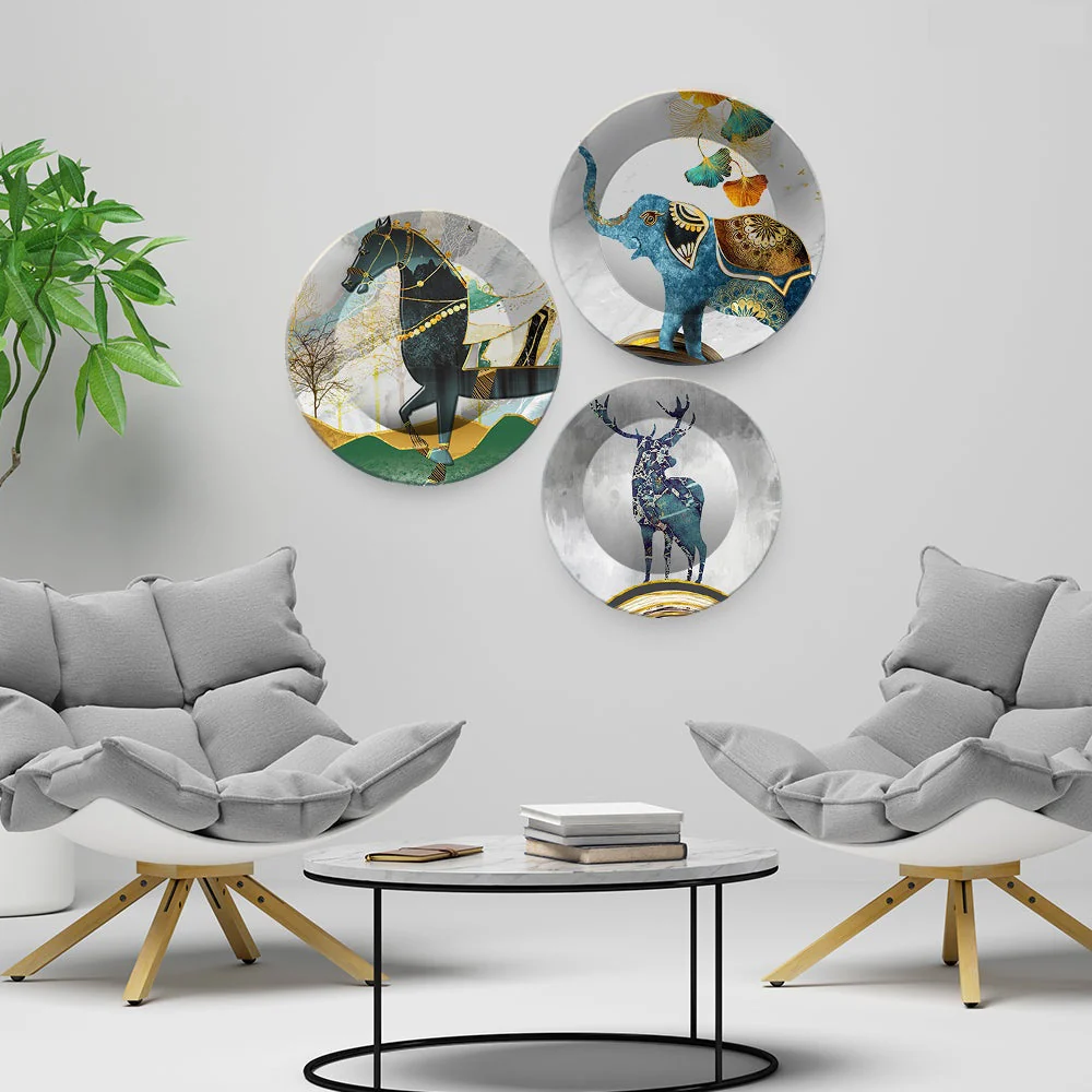 Modern Decorative Animals Art Wall Plates Set of 3 - Image 3