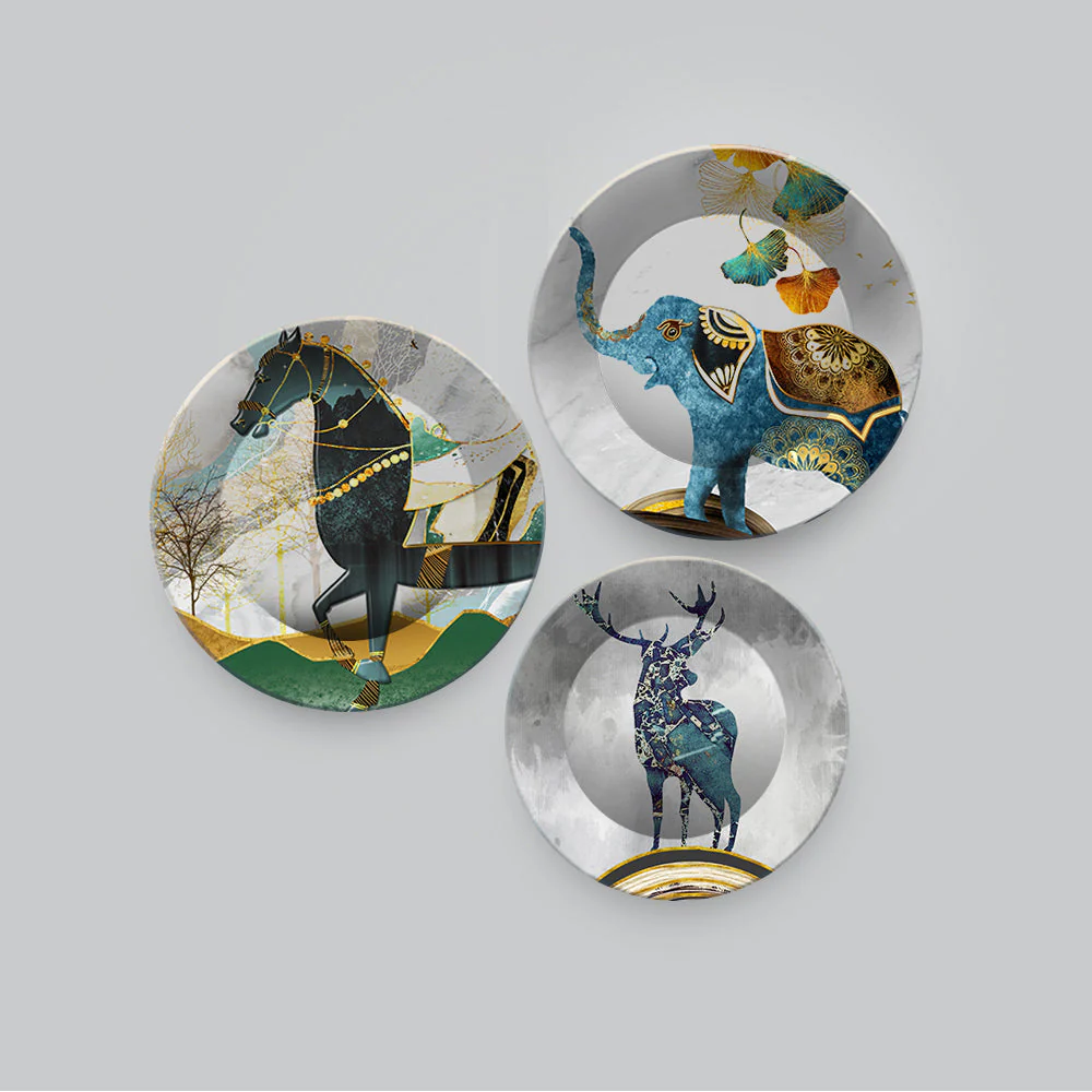 Modern Decorative Animals Art Wall Plates Set of 3 - Image 4