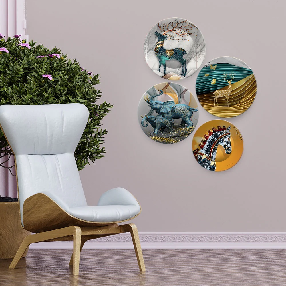 Modern Decorative Animals Art Wall Plates Set of 4 - Image 2