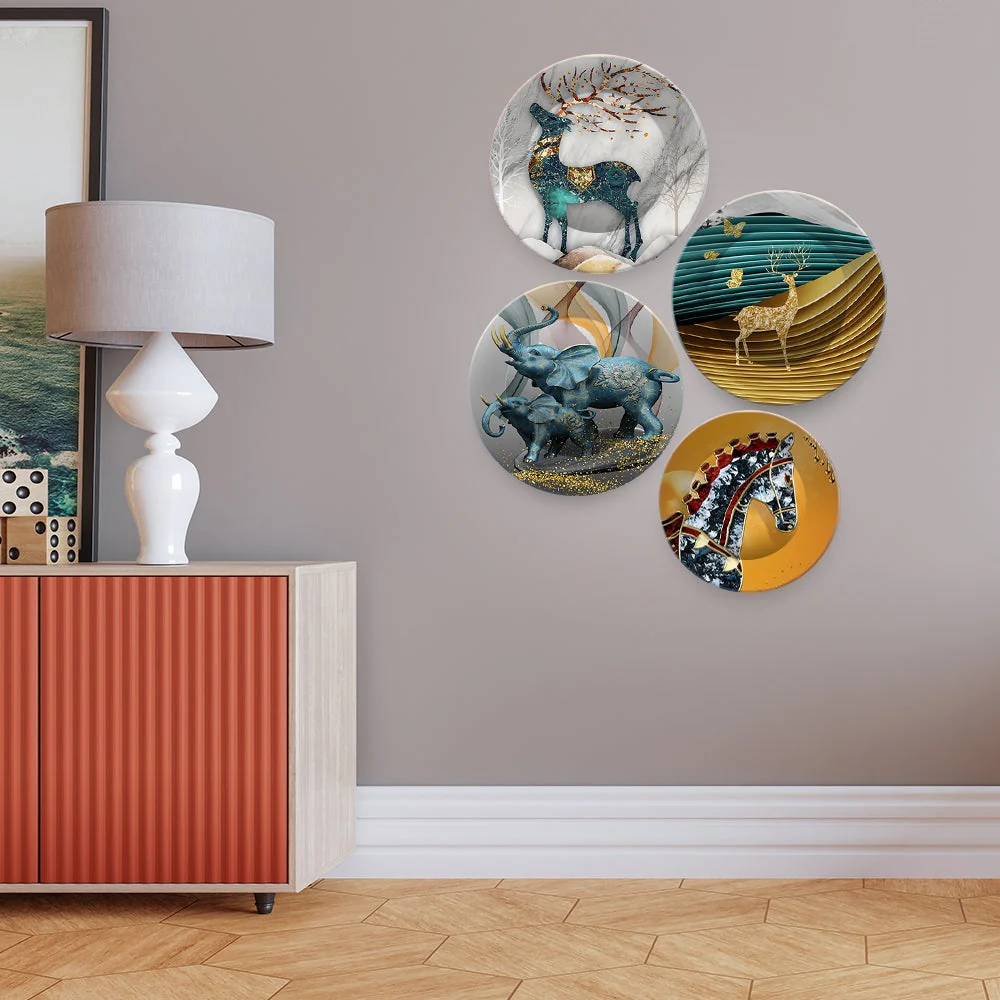 Modern Decorative Animals Art Wall Plates Set of 4 - Image 3