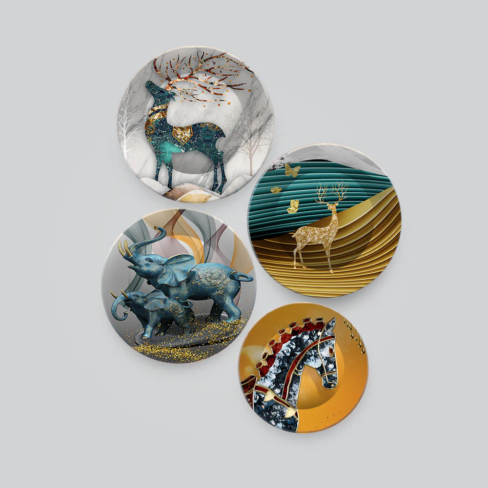 Modern Decorative Animals Art Wall Plates Set of 4 - Image 4