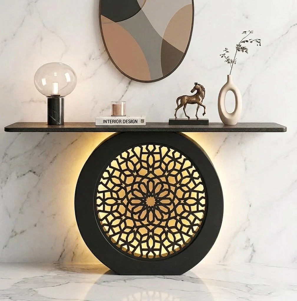 Modern Decorative Console Table with LED Back Panel (SS 302)