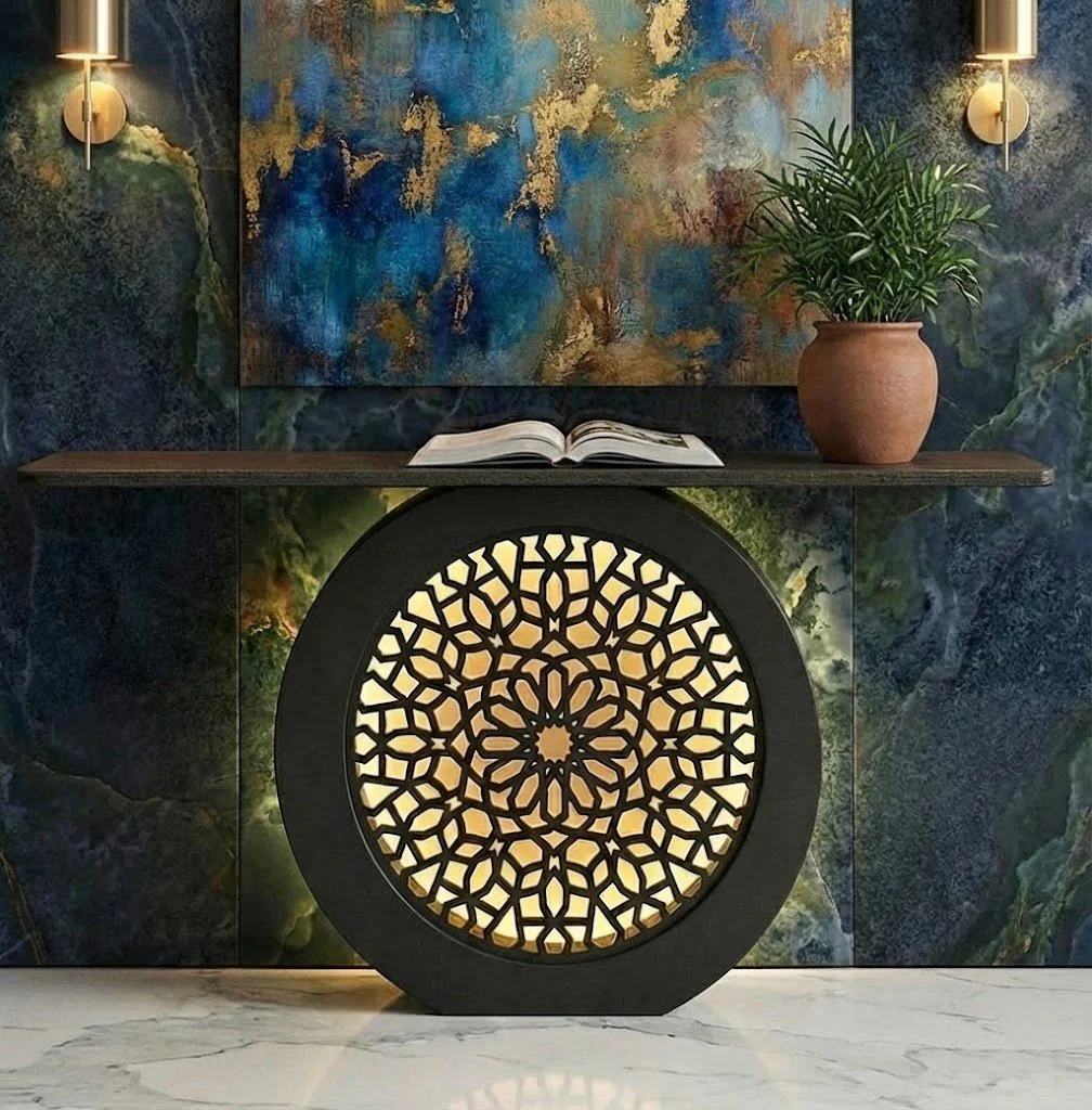Modern Decorative Console Table with LED Back Panel (SS 302) - Image 2