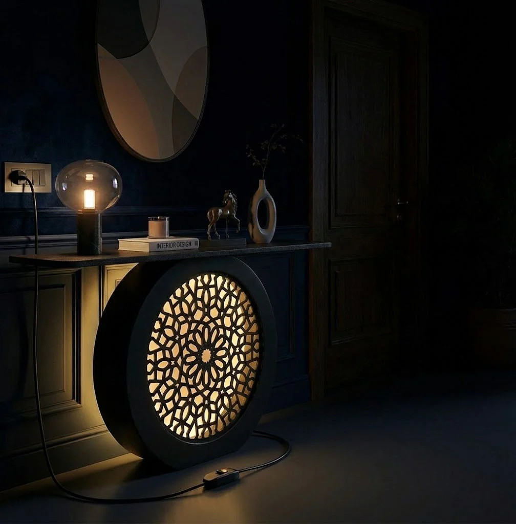 Modern Decorative Console Table with LED Back Panel (SS 302) - Image 4