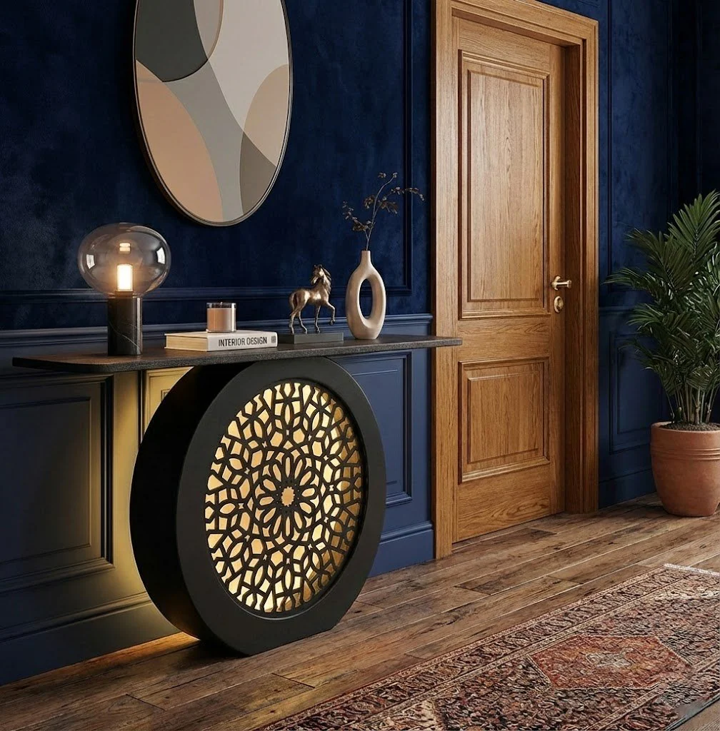 Modern Decorative Console Table with LED Back Panel (SS 302) - Image 5