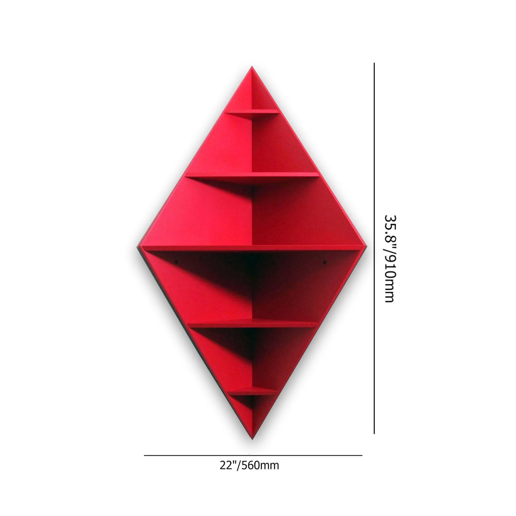 Modern Decorative Diamond Shaped Corner Shelves with Red Finish - Image 3