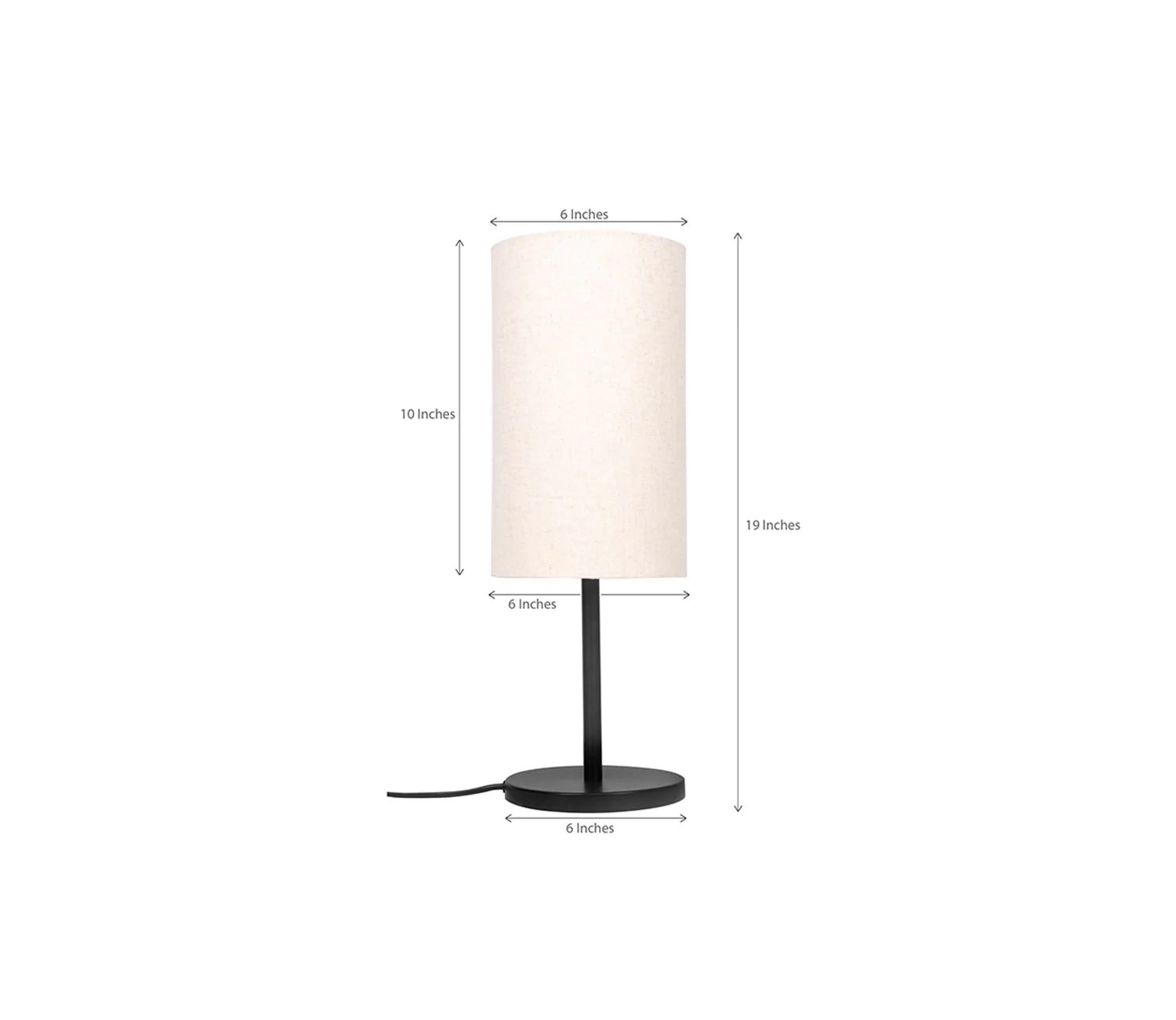 Modern Decorative Sleek Table Lamp Black Polished with Cylinder Lampshade - Image 4