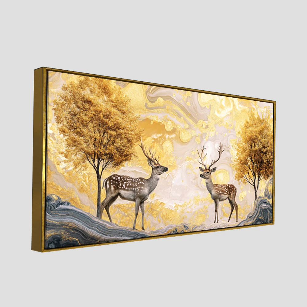 Modern Deer Nature Scenery Art Canvas Wall Painting - Image 4