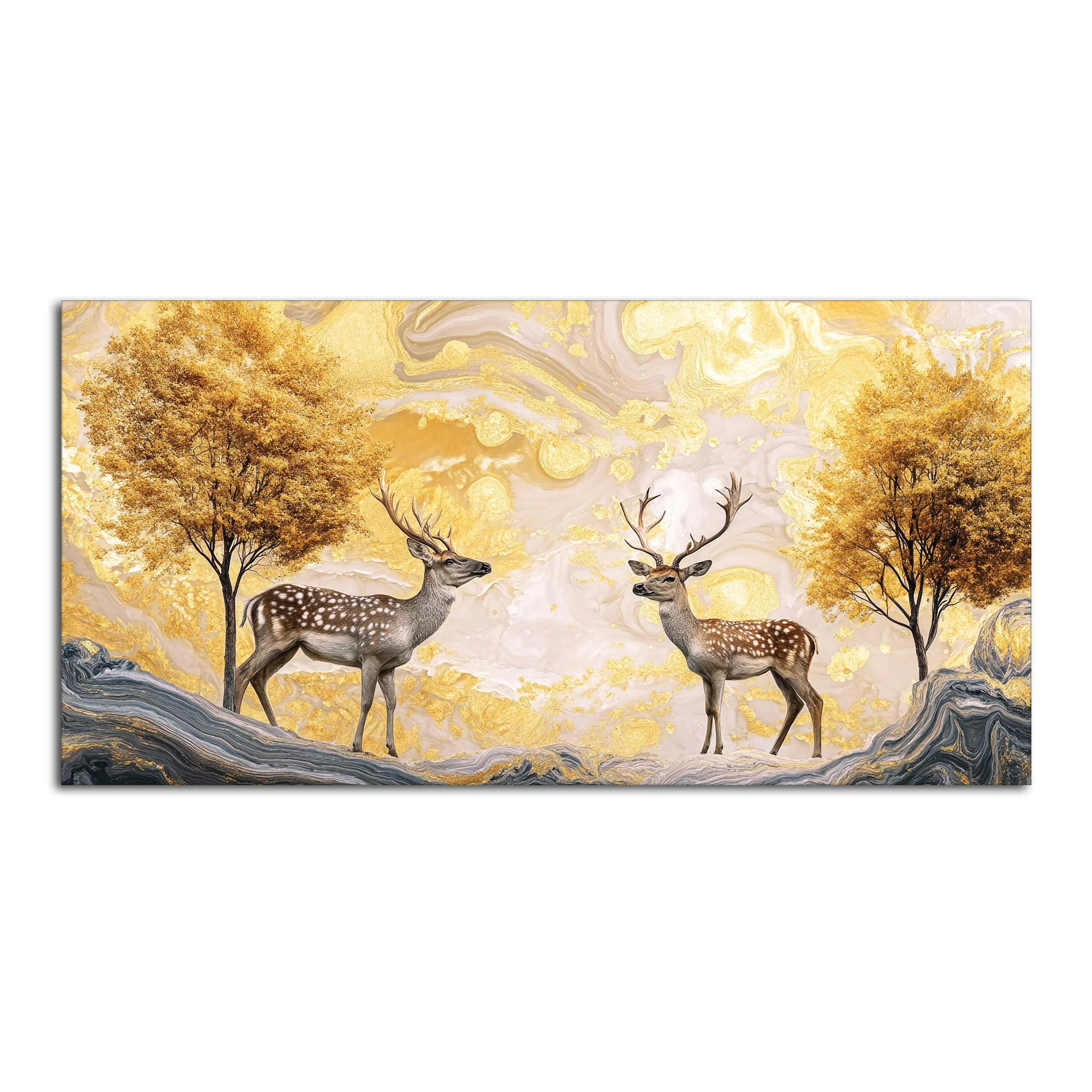 Modern Deer Nature Scenery Art Canvas Wall Painting - Image 5